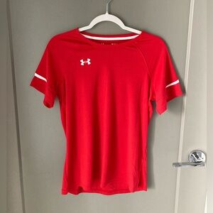 Under Armour Red Short-Sleeve Performance Tee with White Accents